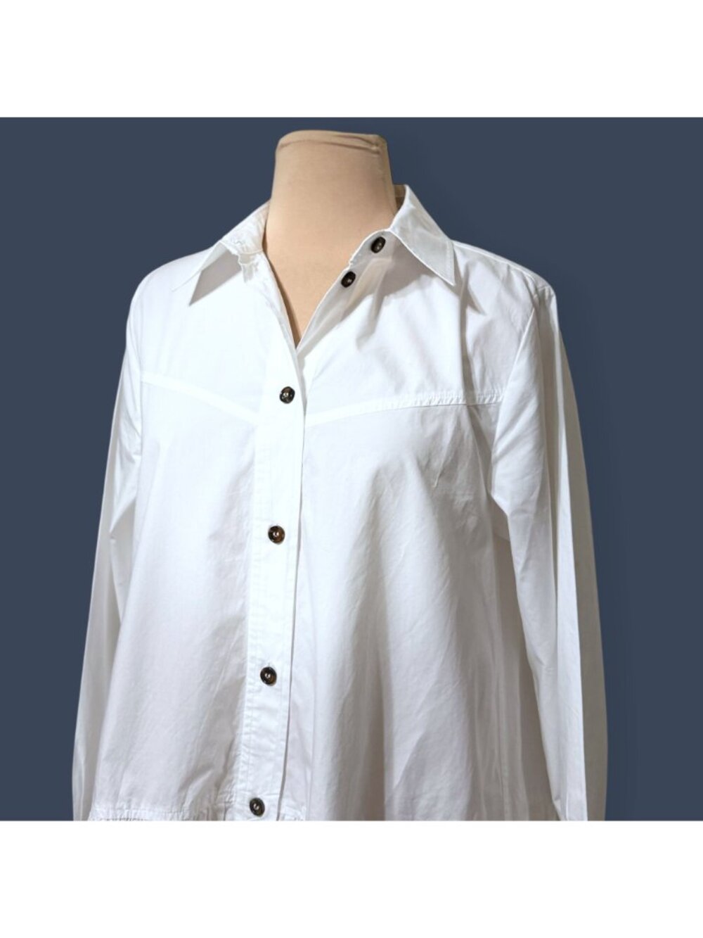 Ganni poplin cotton shirt dress ruffle Hem 36 4 Button Up Classic Office Casual - Picture 9 of 11
